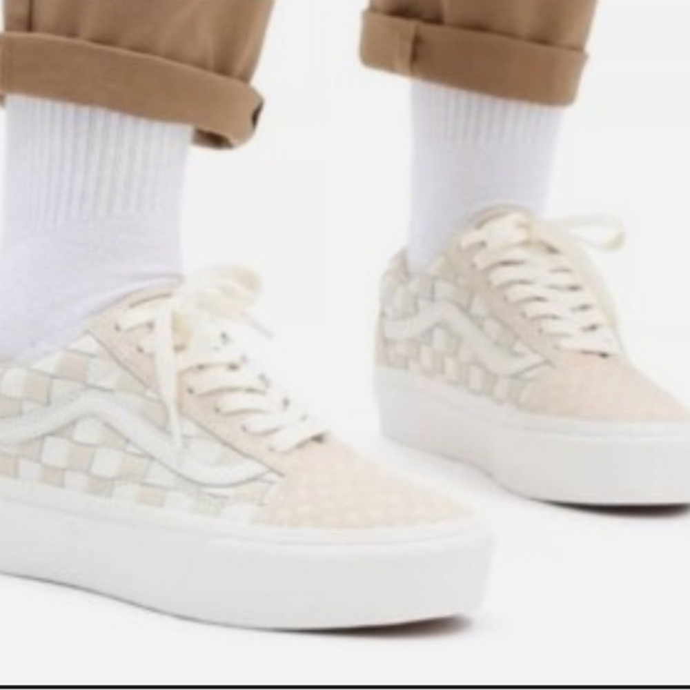 Vans Old Skool Platform Sneakers Womens Size 8 Men’s‎ 6.5 Beige Checkerboard